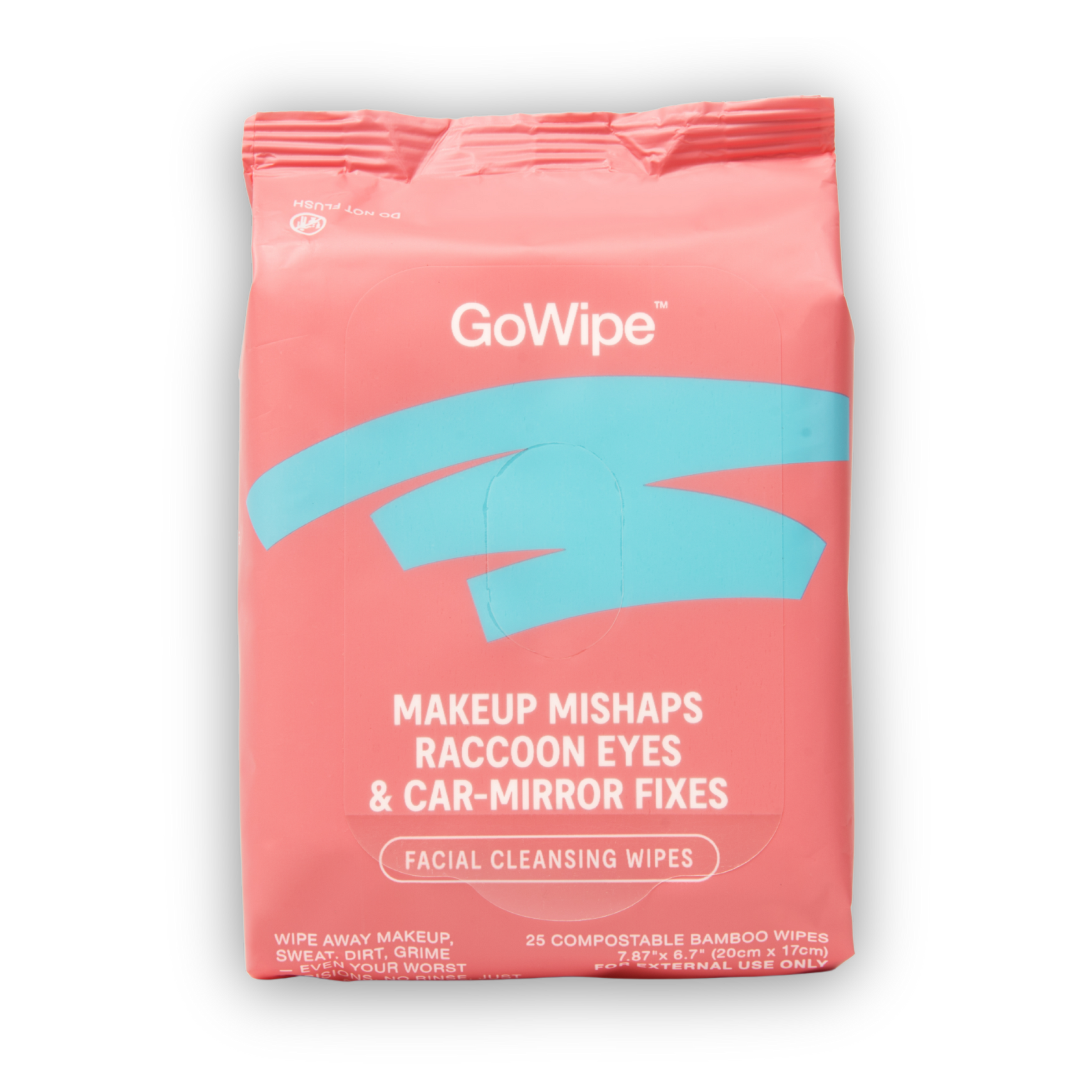 GoWipe Facial Cleansing Wipes 25 pack for makeup, sweat, dirt, and fresh skin on the go