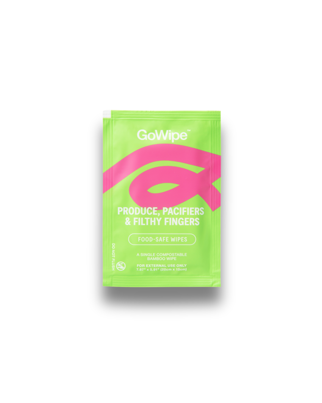 GoWipe Food-Safe Wipes single pack for produce, pacifiers, utensils, snack hands, and no-rinse cleaning